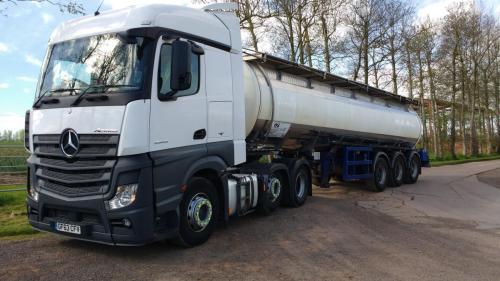 Mercedes Actros and Road tanker loaded with liquid fertiliser